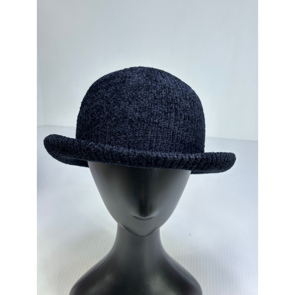 Needlepoint by Everitt Navy Blue Knit Cloche Hat Made in USA Vintage Style